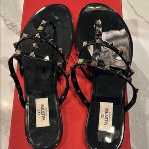 Valentino Black Flats with Gold Studs